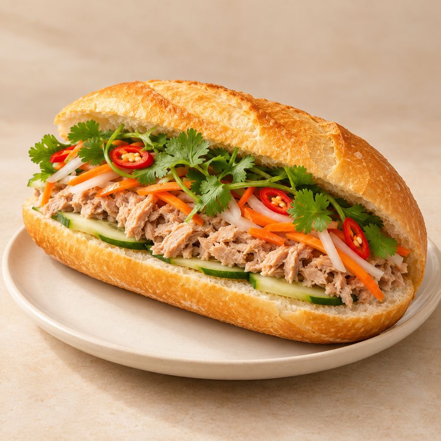 Tuna banh mi on a plate